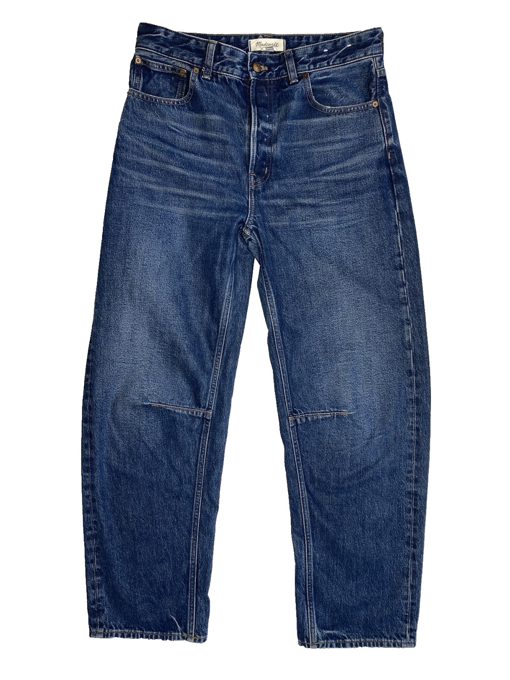 Madewell The Darted Barrel-Leg Jean Womens Size 27T Tall Denim Cotton Button Fly